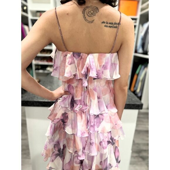 Marchesa Notte Floral Watercolor Tiered Dress $795 - Picture 5 of 8